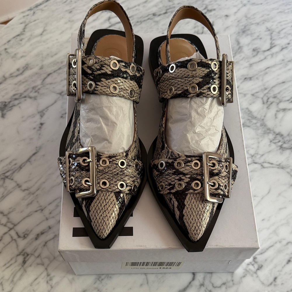 Ganni Snake Flats